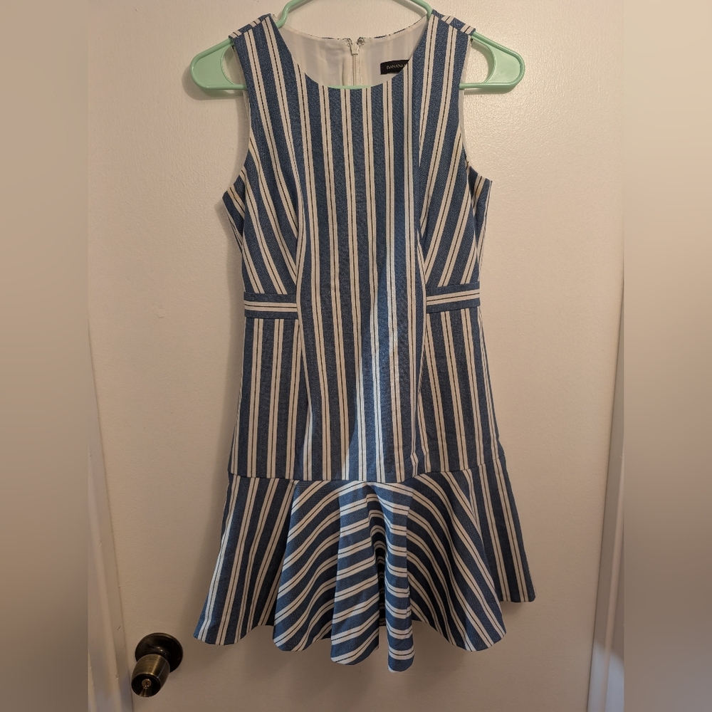 Striped Blue and White Sleeveless Dress